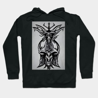 Baphomet surrealist painting Black and White Hoodie